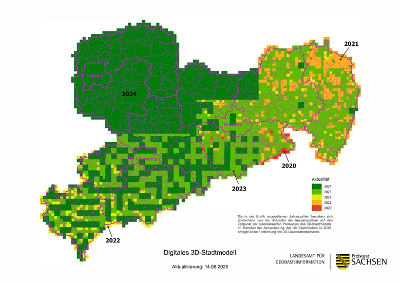 Aktualitätsübersicht 3D-Stadtmodell
