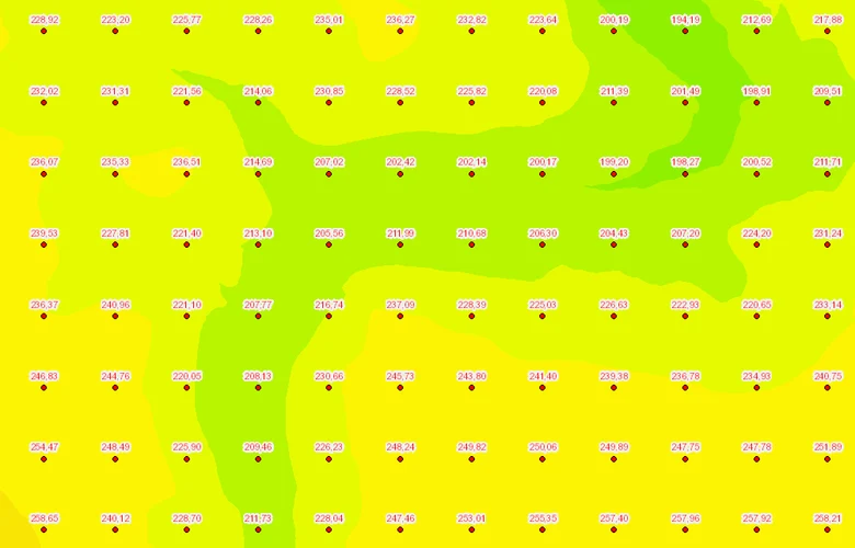 Höhenpunkte (Beschriftung) des Digitalen Geländemodells im Web-Dienst