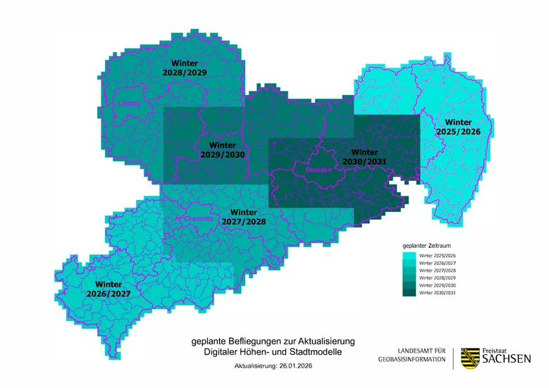 geplante Befliegungen zur Aktualisierung Digitaler Höhen- und Stadtmodelle