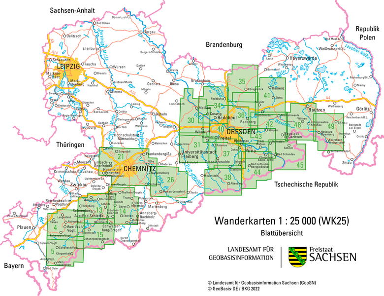Aktualitätsübersicht Wanderkarten 1:25 000
