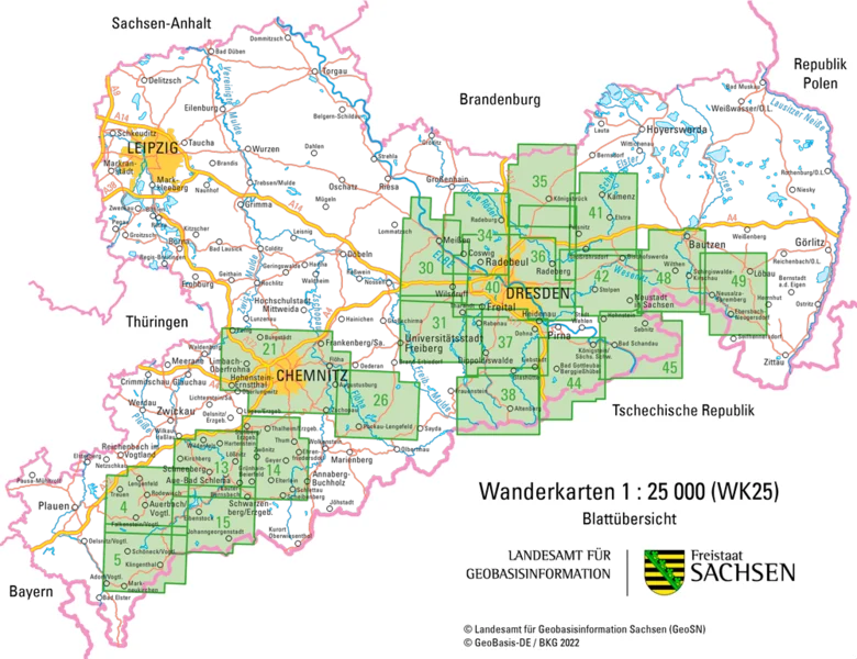 Aktualitätsübersicht Wanderkarten 1:25 000