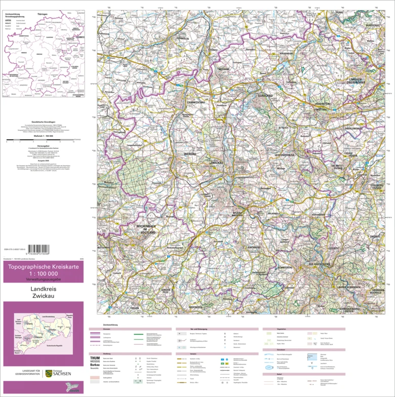 Kreiskarte 1:100 000 Zwickau Verwaltungsausgabe