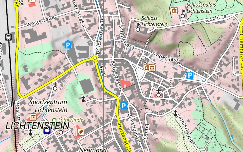 Topographische Karte TK10 5241-NO Lichtenstein/Sa., Kartenausschnitt