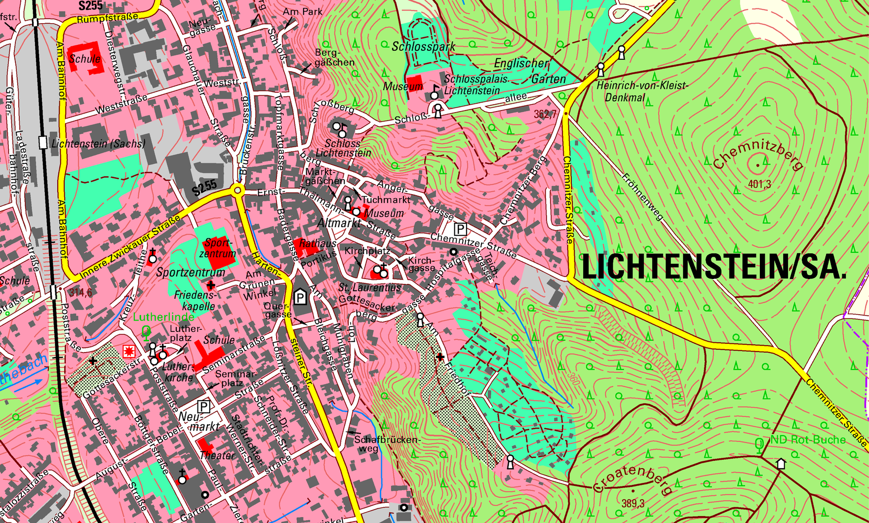 Digitale Topographische Karte DTK10, Kartenausschnitt