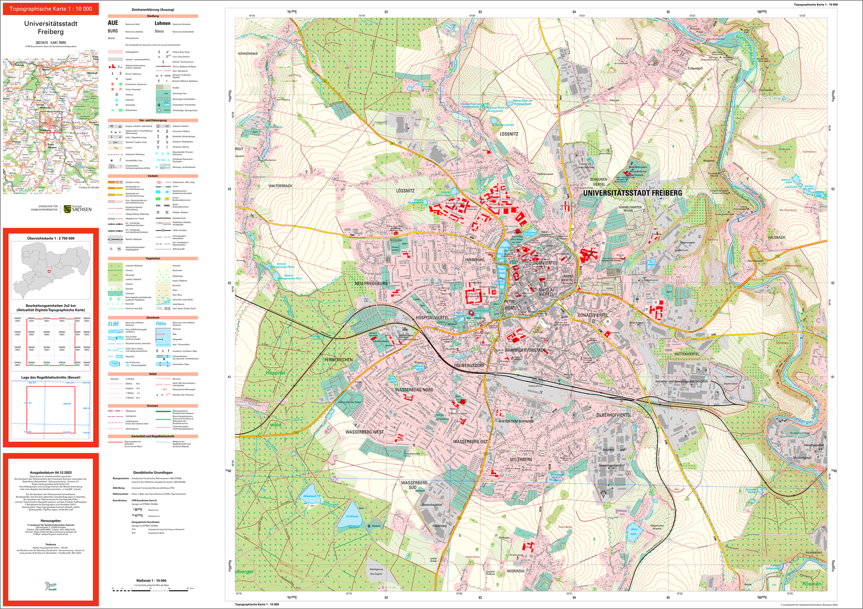 Kartenbeispiel TK10, Universitätsstadt Freiberg