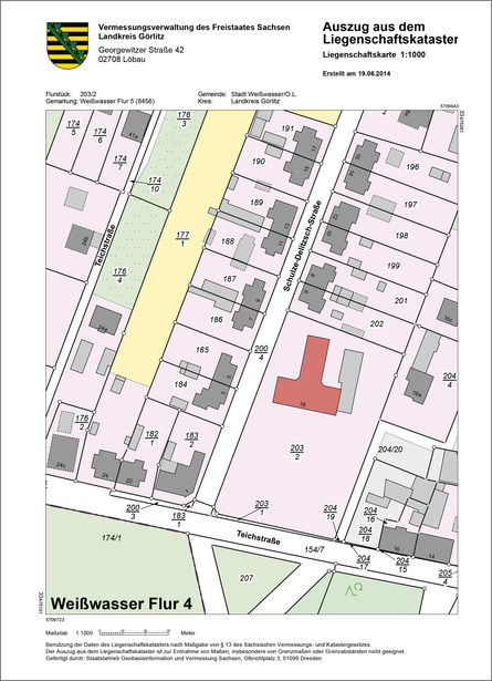 Auszug aus dem Liegenschaftkataster (Beispieldarstellung)