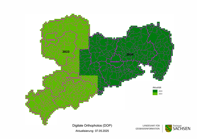 Aktualitätsübersicht Digitale Orthophotos