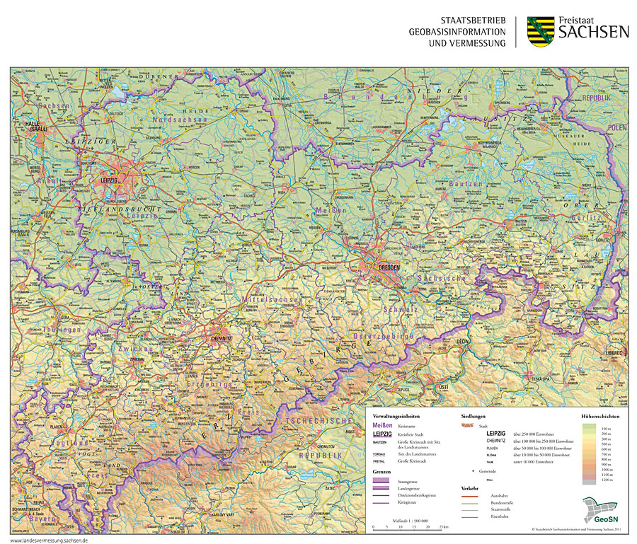 Topographische Karte Sachsen
